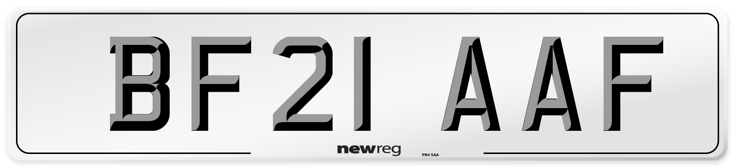 BF21 AAF Number Plate from New Reg
